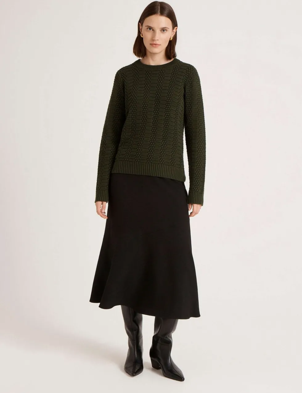 Pure Cotton Textured Crew Neck Jumper