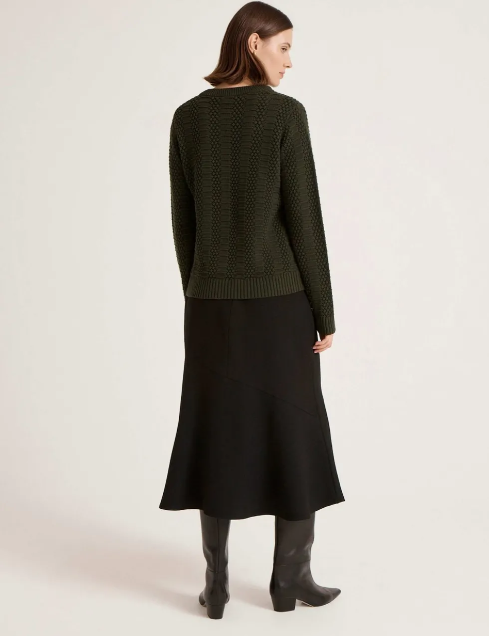 Pure Cotton Textured Crew Neck Jumper