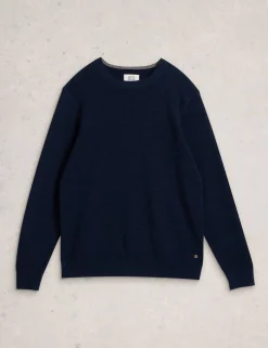Pure Cotton Textured Crew Neck Jumper