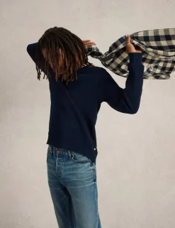 Pure Cotton Textured Crew Neck Jumper