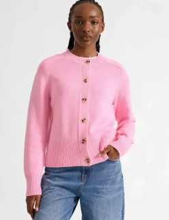 Pure Cotton Textured Crew Neck Cardigan