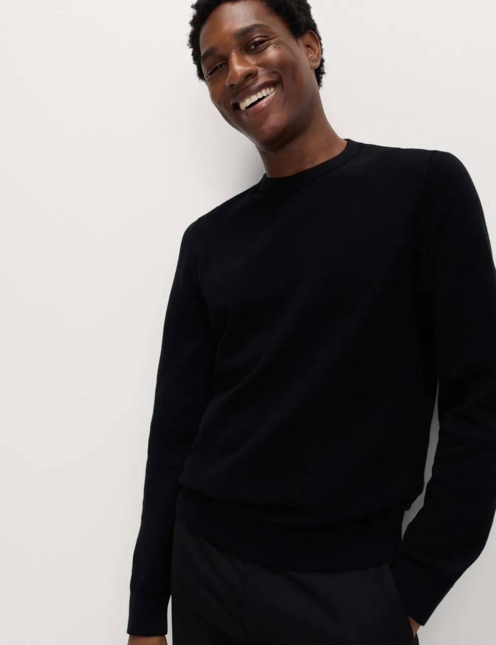 Pure Cotton Textured Crew Neck Jumper