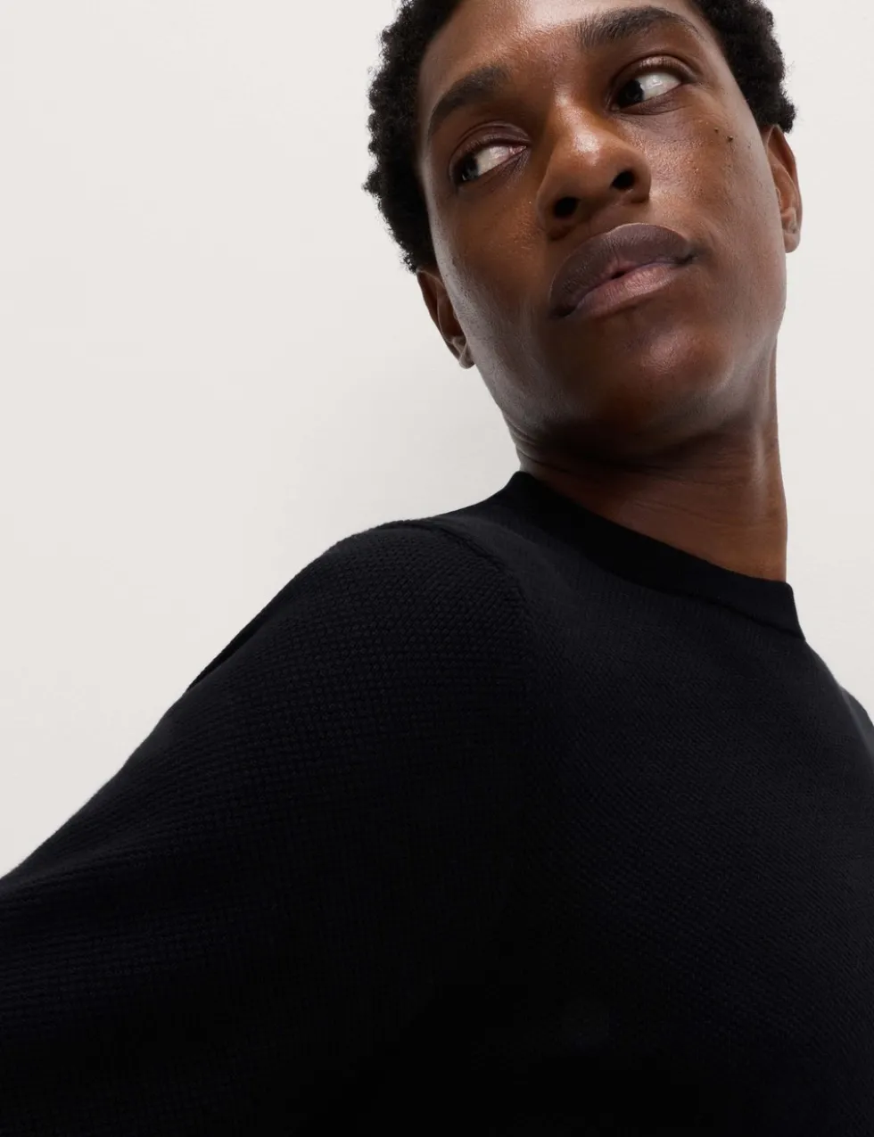 Pure Cotton Textured Crew Neck Jumper