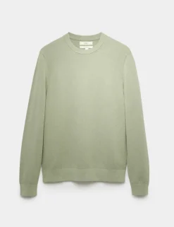 Pure Cotton Textured Crew Neck Jumper