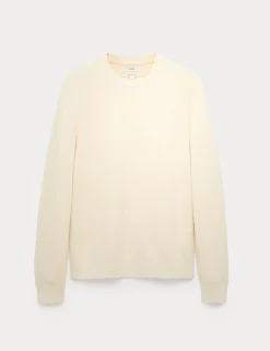 Pure Cotton Textured Crew Neck Jumper