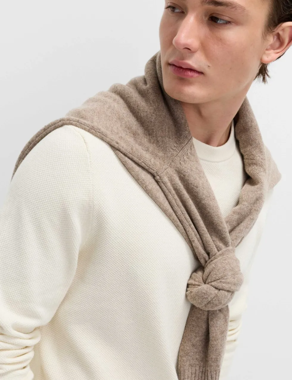 Pure Cotton Textured Crew Neck Jumper