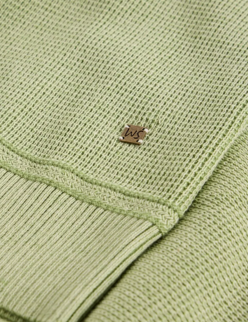Pure Cotton Textured Crew Neck Jumper
