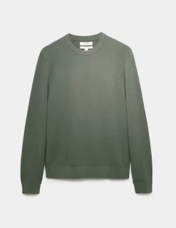 Pure Cotton Textured Crew Neck Jumper