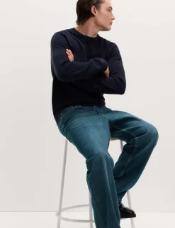 Pure Cotton Textured Crew Neck Jumper