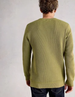 Pure Cotton Textured Crew Neck Jumper
