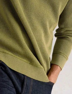 Pure Cotton Textured Crew Neck Jumper