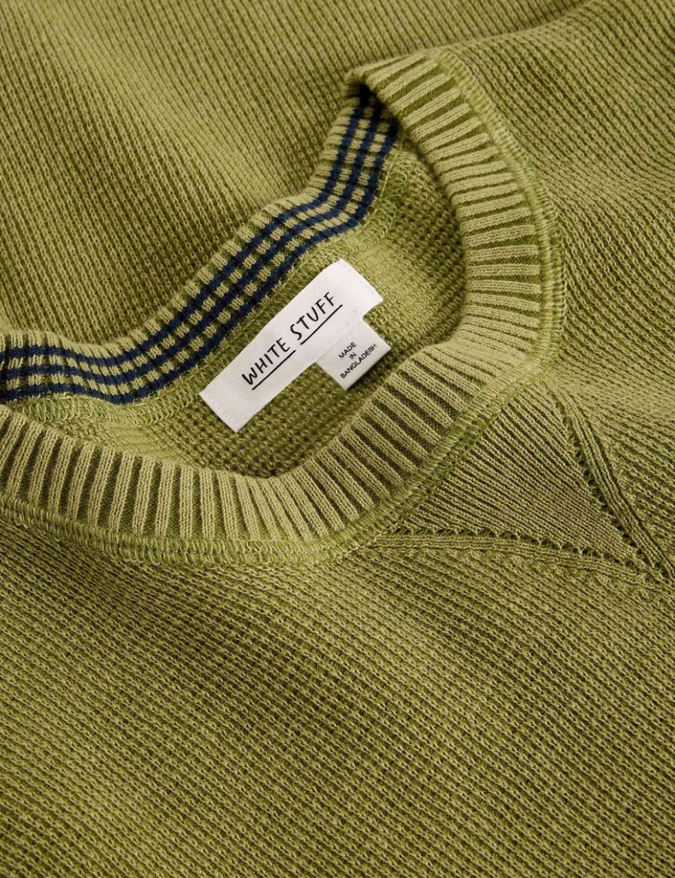 Pure Cotton Textured Crew Neck Jumper