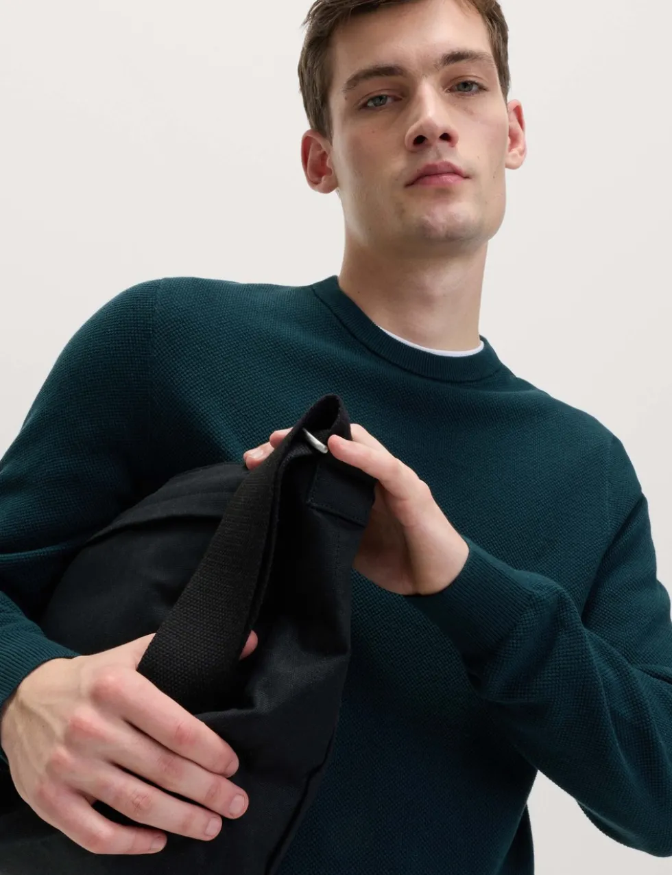 Pure Cotton Textured Crew Neck Jumper