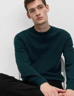 Pure Cotton Textured Crew Neck Jumper