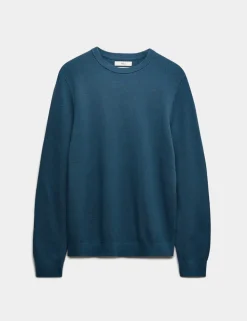 Pure Cotton Textured Crew Neck Jumper