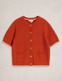Pure Cotton Textured Crew Neck Cardigan