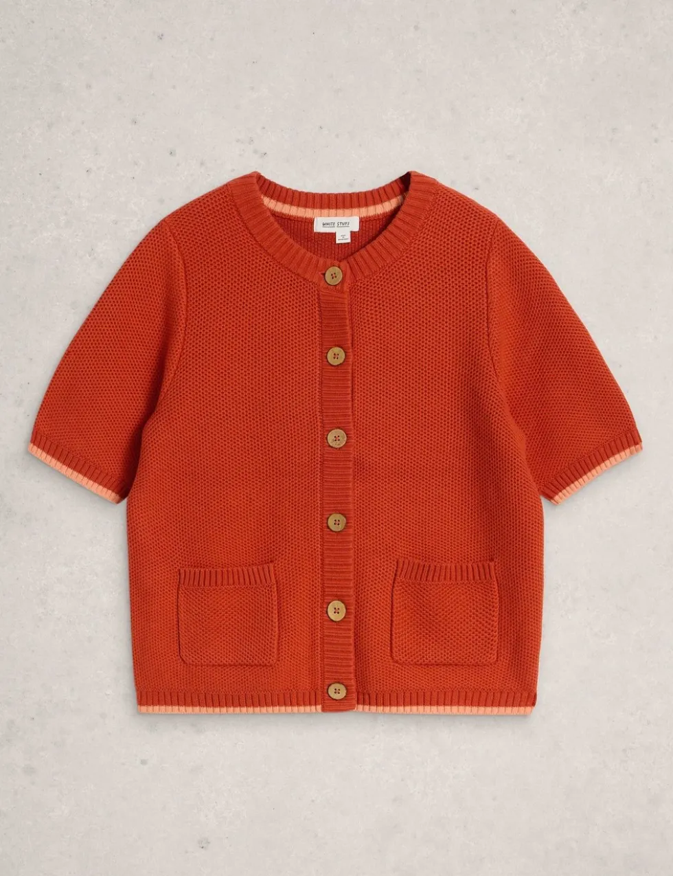 Pure Cotton Textured Crew Neck Cardigan