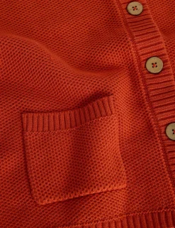 Pure Cotton Textured Crew Neck Cardigan