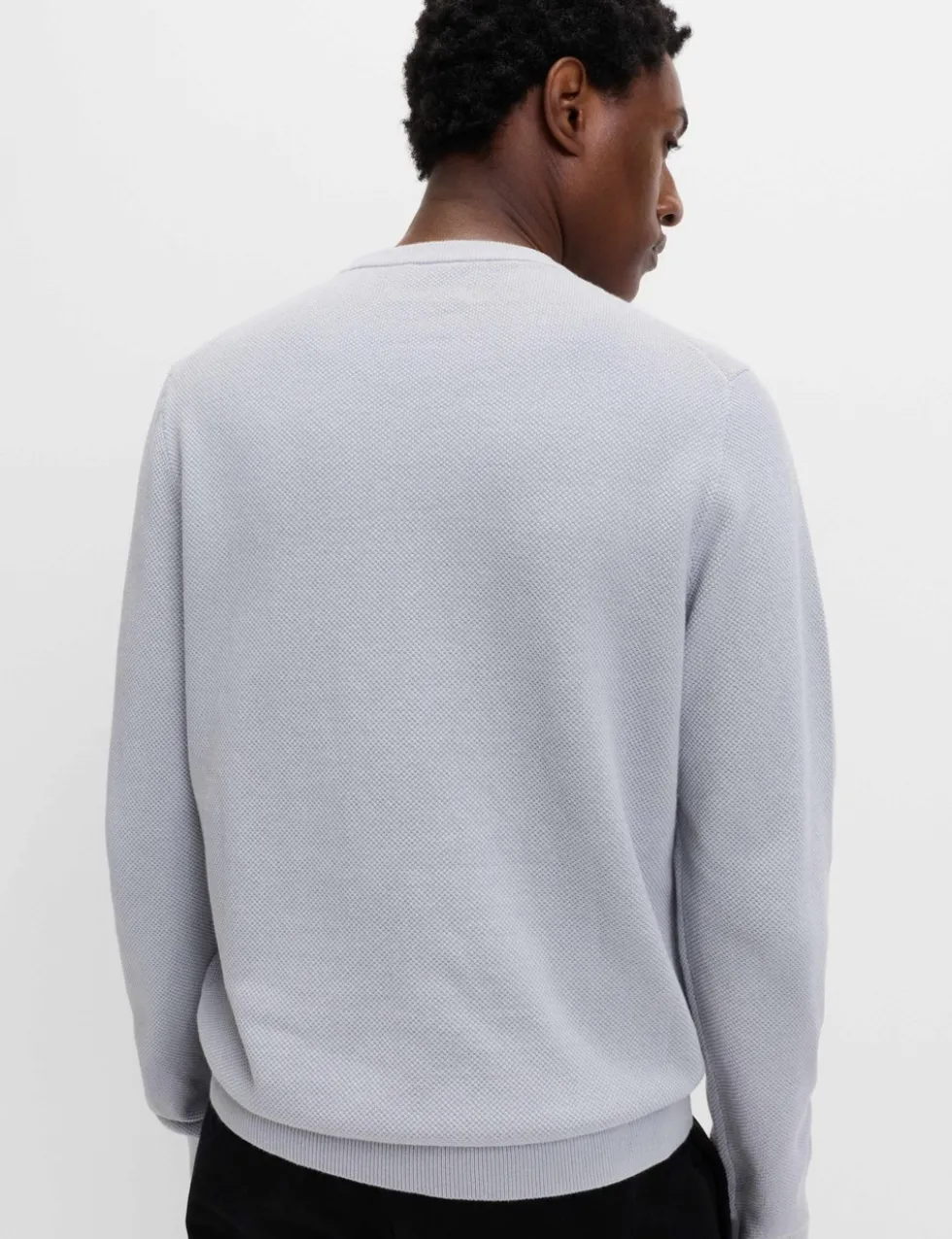 Pure Cotton Textured Crew Neck Jumper