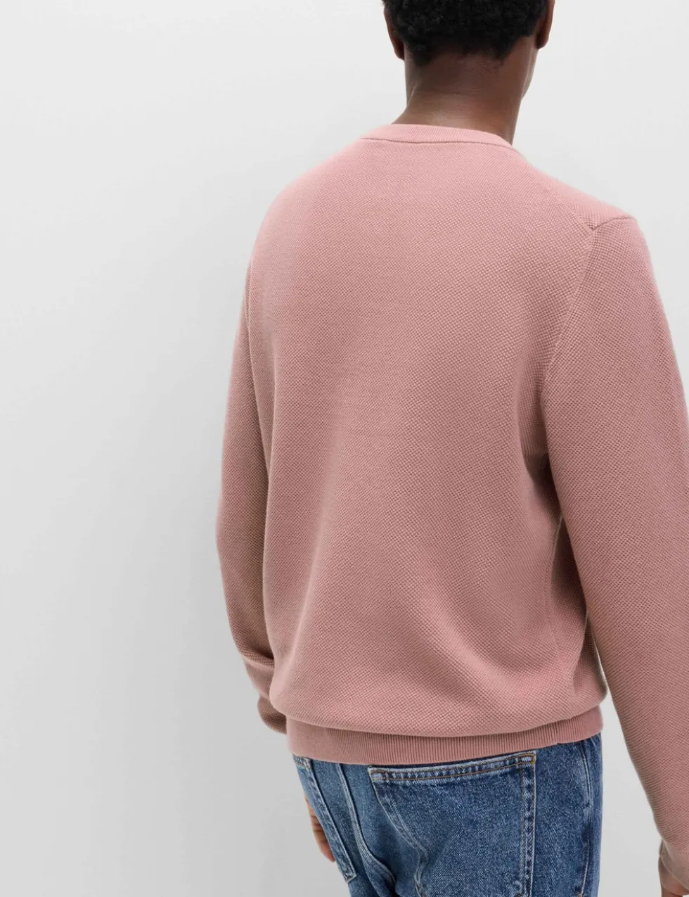 Pure Cotton Textured Crew Neck Jumper