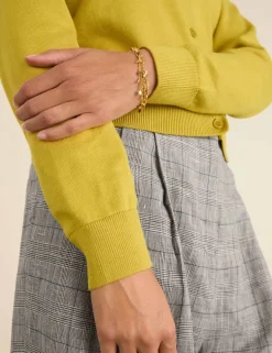 Pure Cotton Textured Crew Neck Cardigan