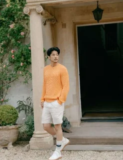 Pure Cotton Textured Crew Neck Jumper