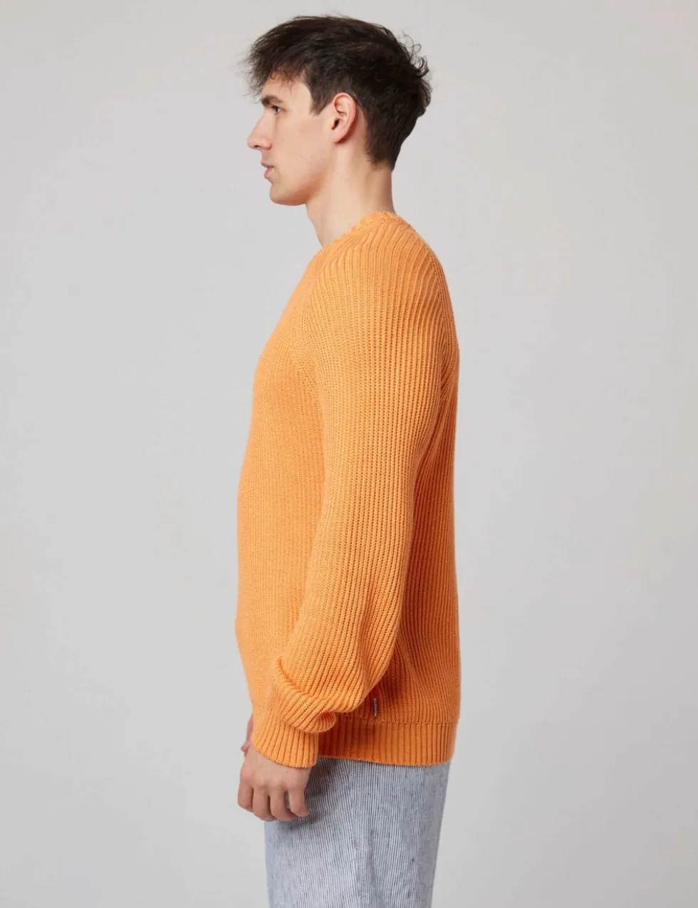 Pure Cotton Textured Crew Neck Jumper