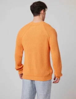 Pure Cotton Textured Crew Neck Jumper