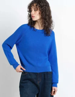 Pure Cotton Textured Crew Neck Jumper