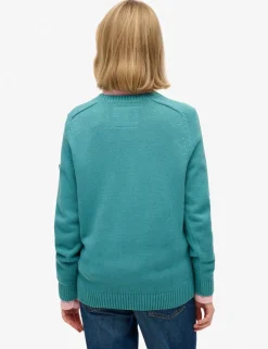 Pure Cotton Textured Crew Neck Jumper