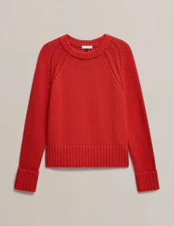Pure Cotton Textured Crew Neck Jumper