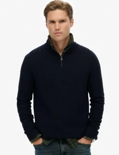 Pure Cotton Textured Half Zip Jumper