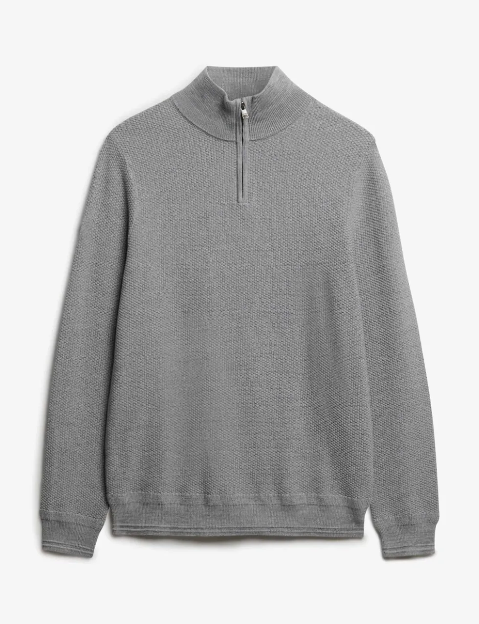 Pure Cotton Textured Half Zip Jumper