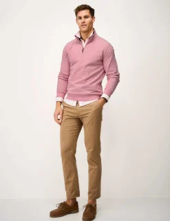 Pure Cotton Textured Half Zip Jumper