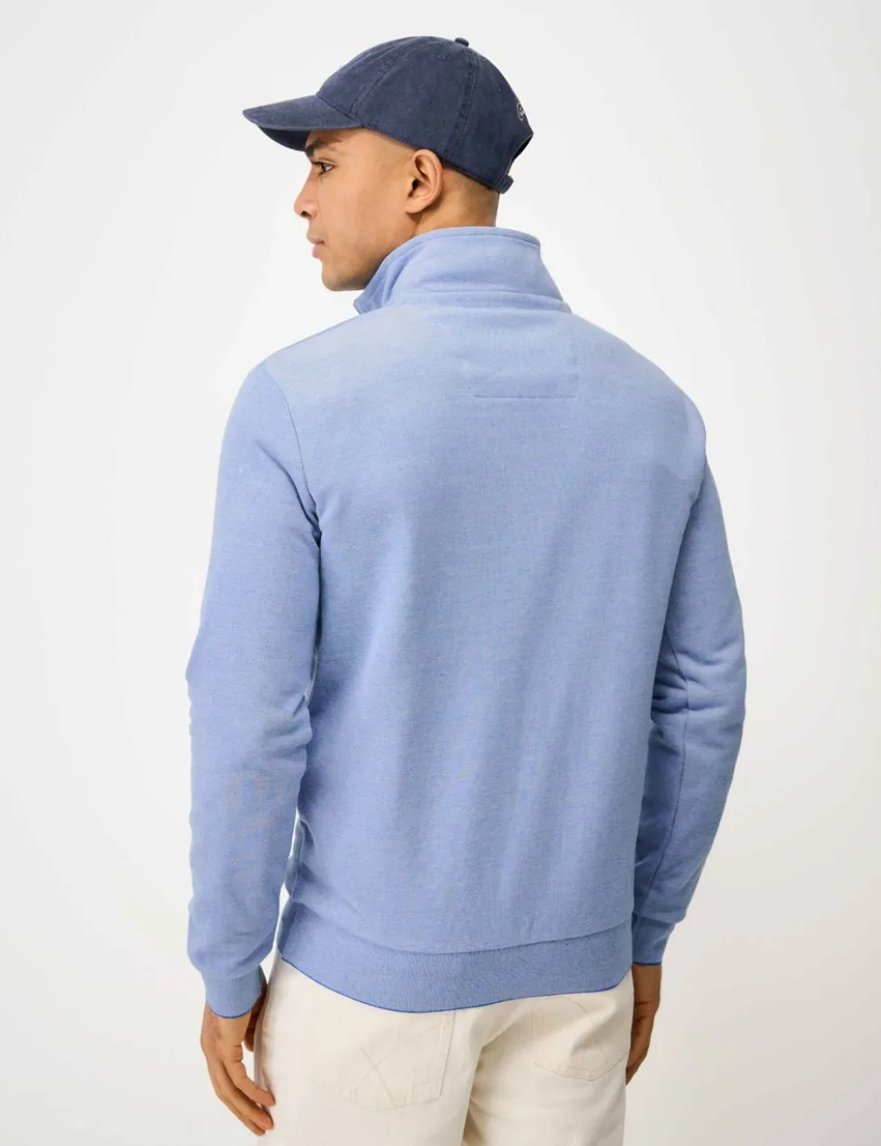 Pure Cotton Textured Half Zip Jumper