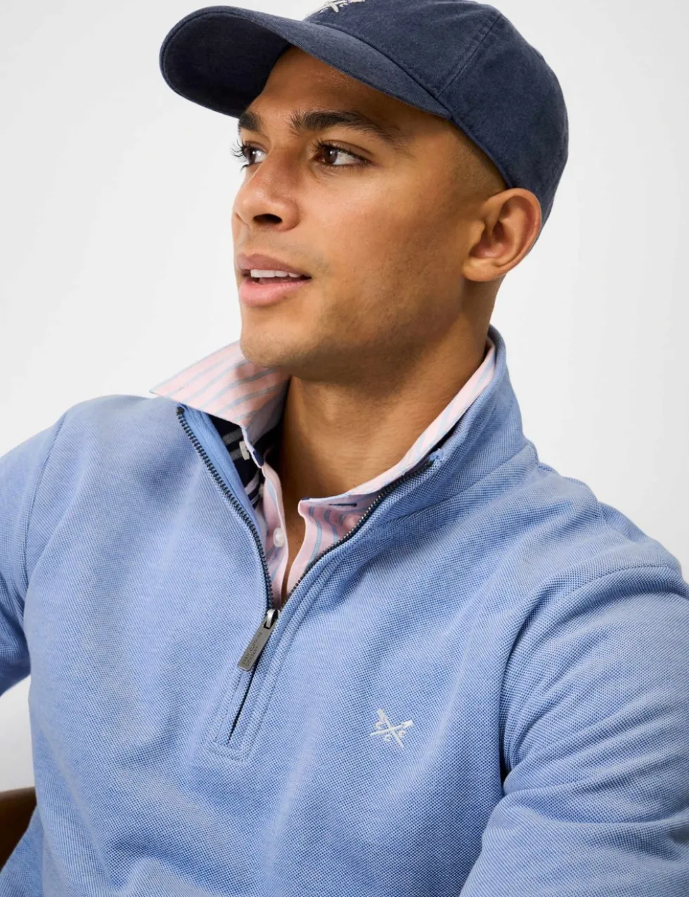 Pure Cotton Textured Half Zip Jumper
