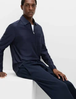 Pure Cotton Textured Half Zip Sweatshirt