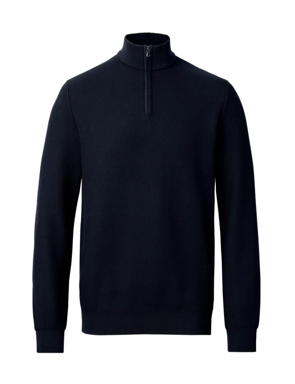 Pure Cotton Textured Half-Zip Jumper