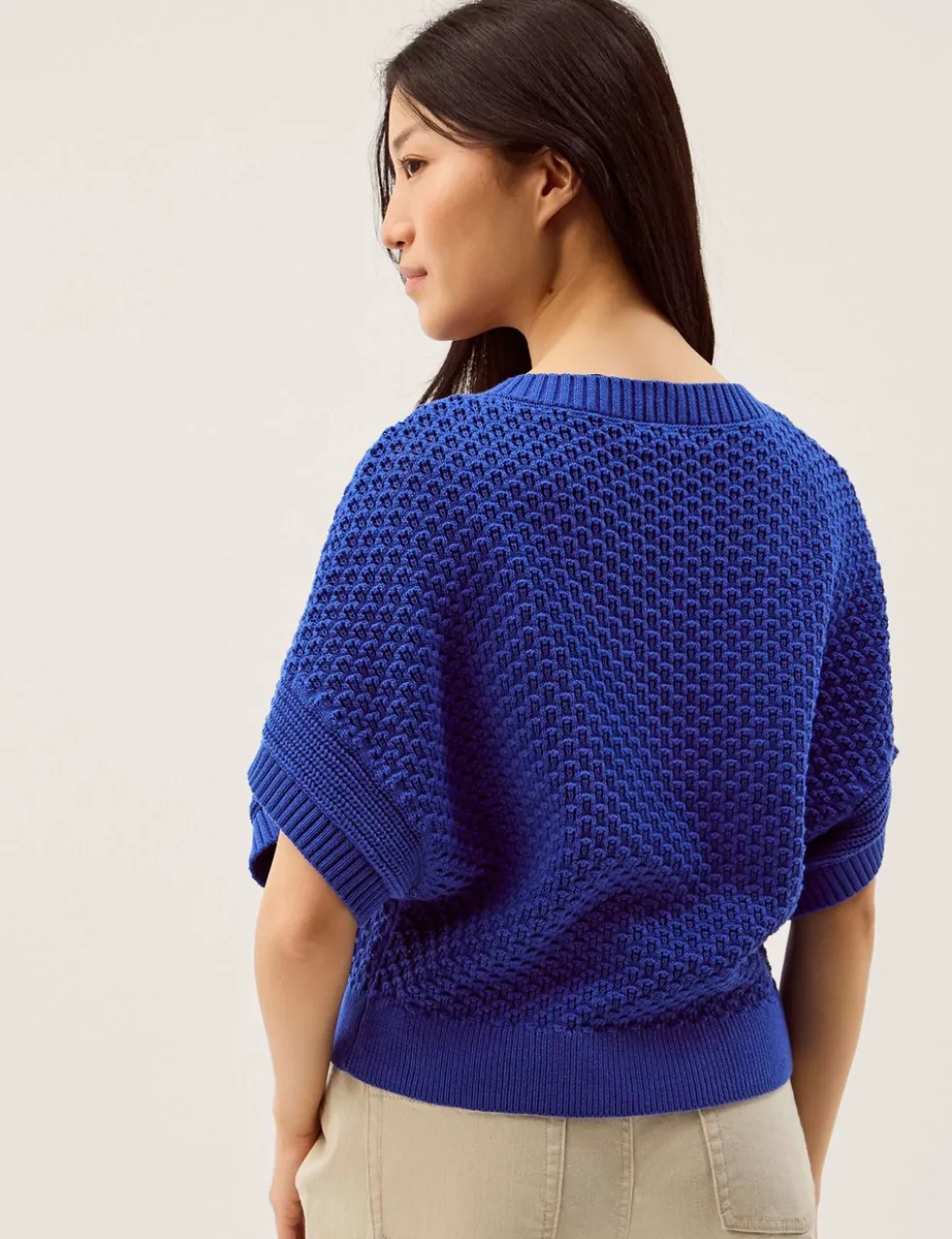 Pure Cotton Textured Half Sleeve Cardigan