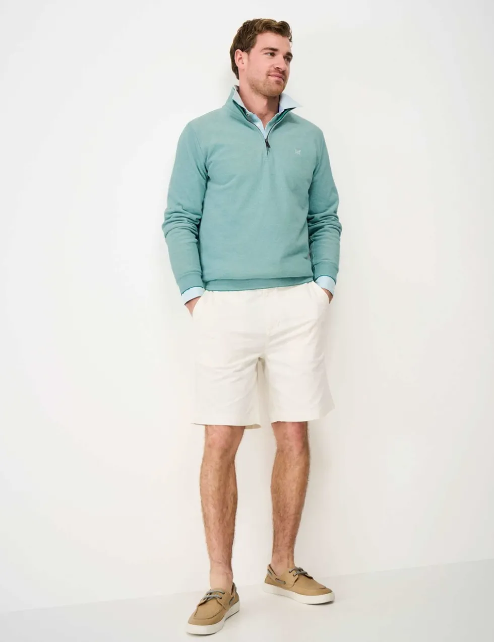 Pure Cotton Textured Half Zip Jumper