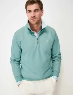 Pure Cotton Textured Half Zip Jumper