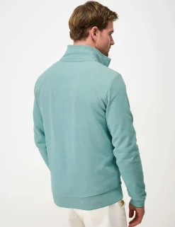 Pure Cotton Textured Half Zip Jumper