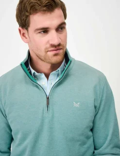 Pure Cotton Textured Half Zip Jumper