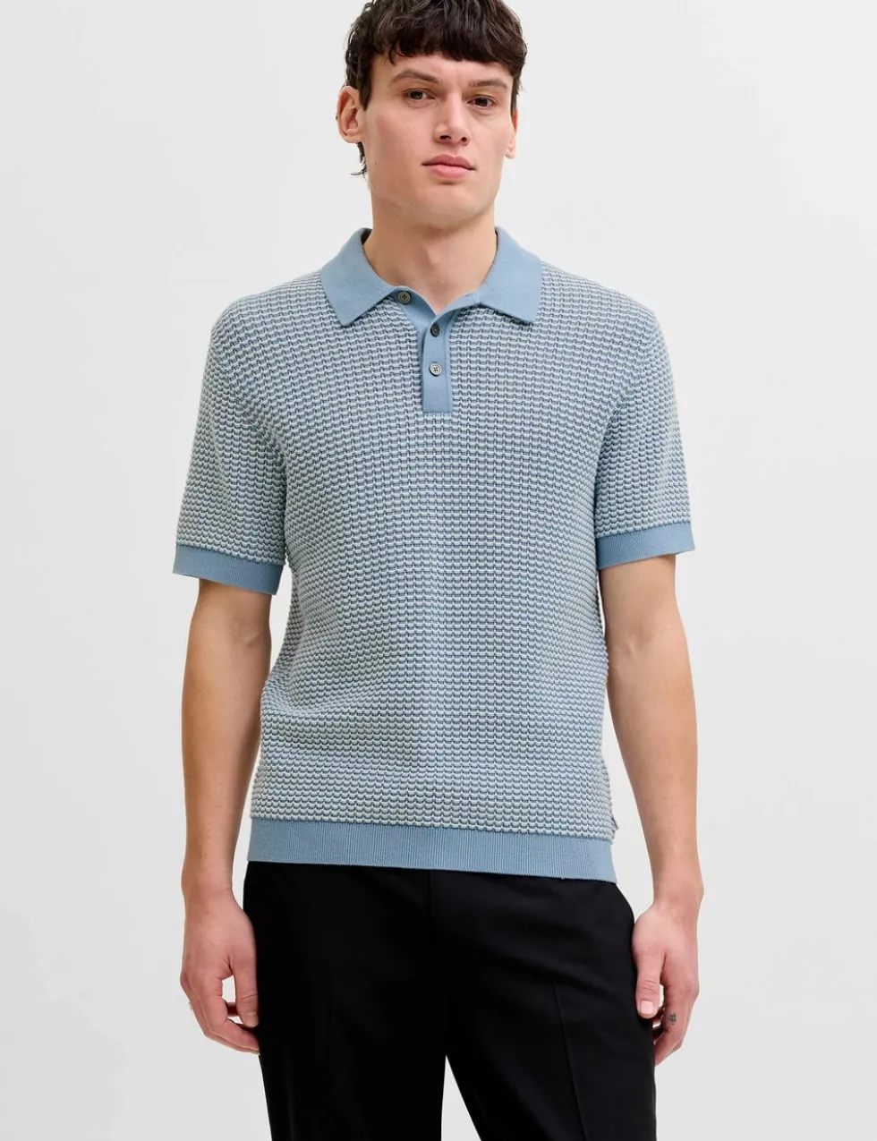 Pure Cotton Textured Knitted Polo Shirt