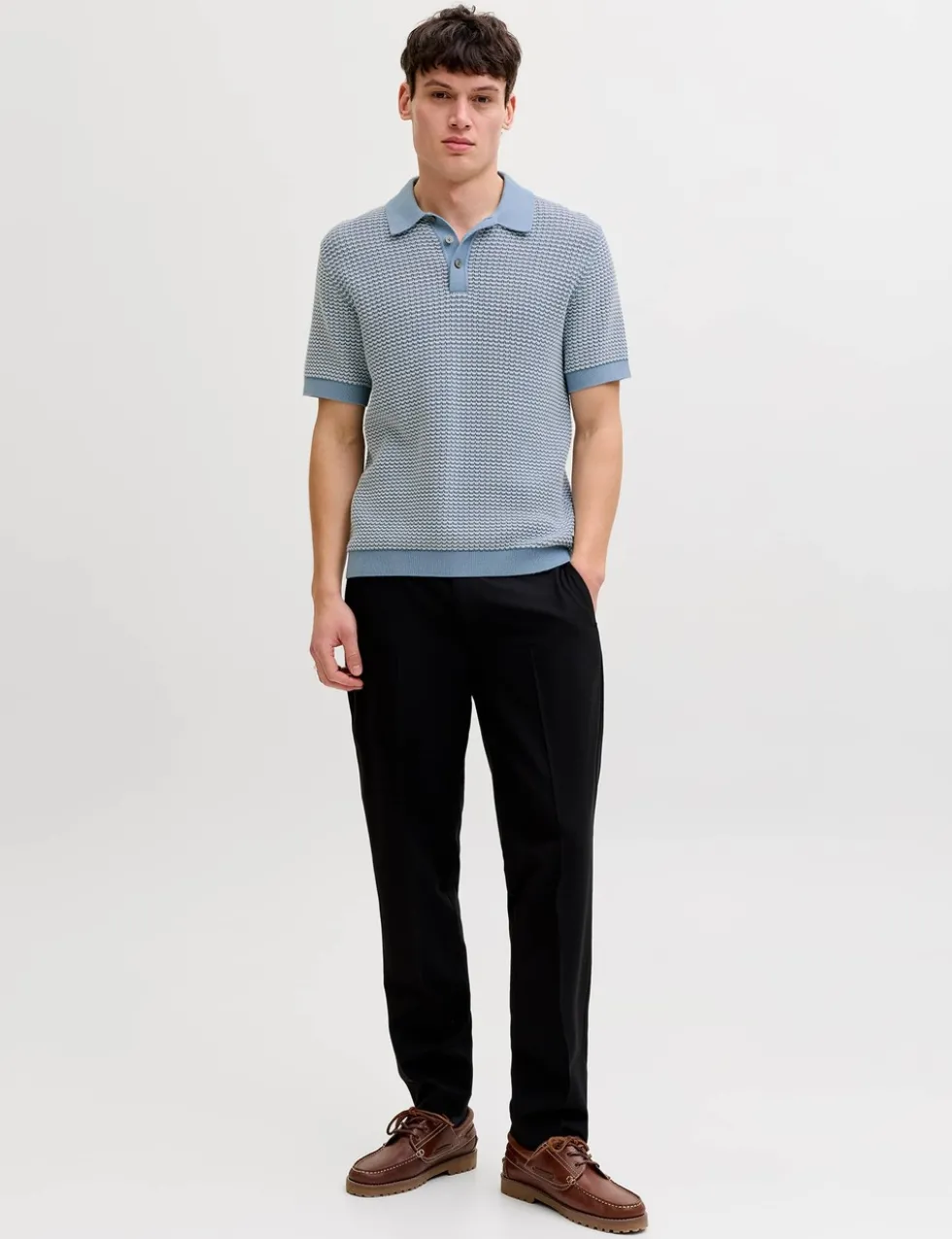 Pure Cotton Textured Knitted Polo Shirt