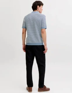 Pure Cotton Textured Knitted Polo Shirt