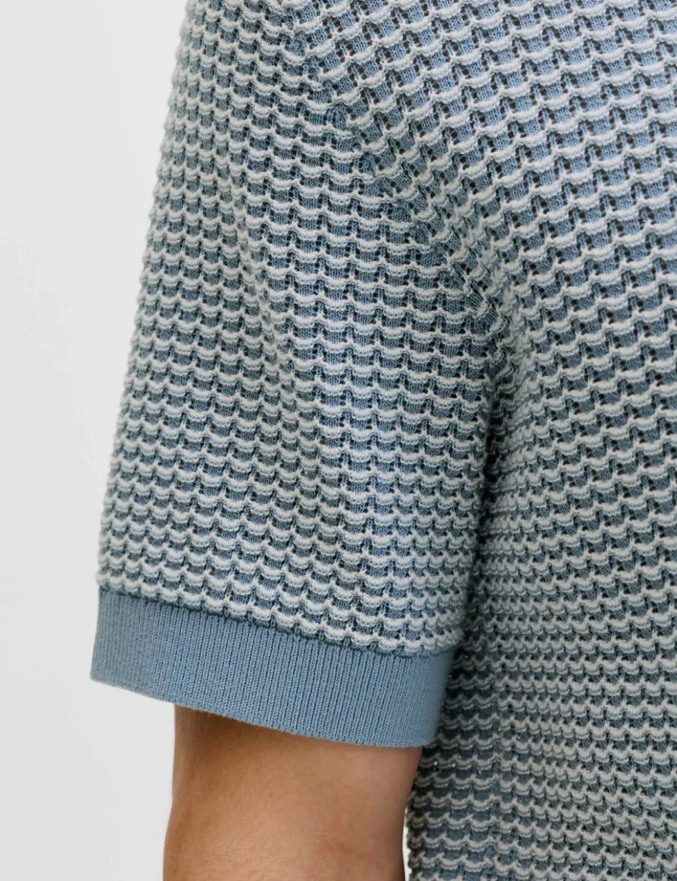 Pure Cotton Textured Knitted Polo Shirt