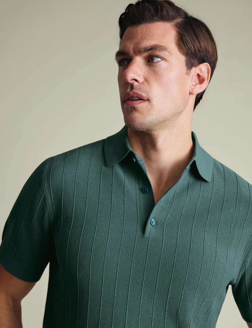 Pure Cotton Textured Knitted Polo Shirt