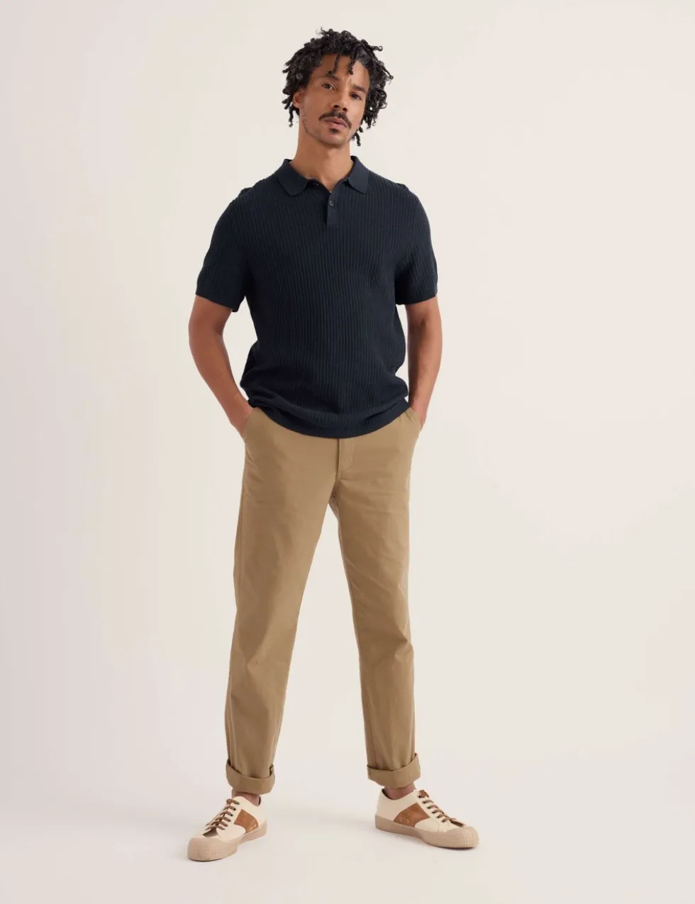 Pure Cotton Textured Knitted Polo Shirt