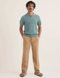 Pure Cotton Textured Knitted Polo Shirt